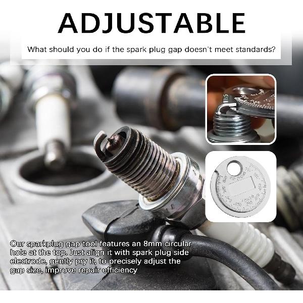 Car Spark Plug Gap Tool,Metric & Inch Spark Plug Gapping Tool for Quick Measurement (0.020-0.100 Inch & 0.6-2.4mm),Universal Sparks Plugs Gapper