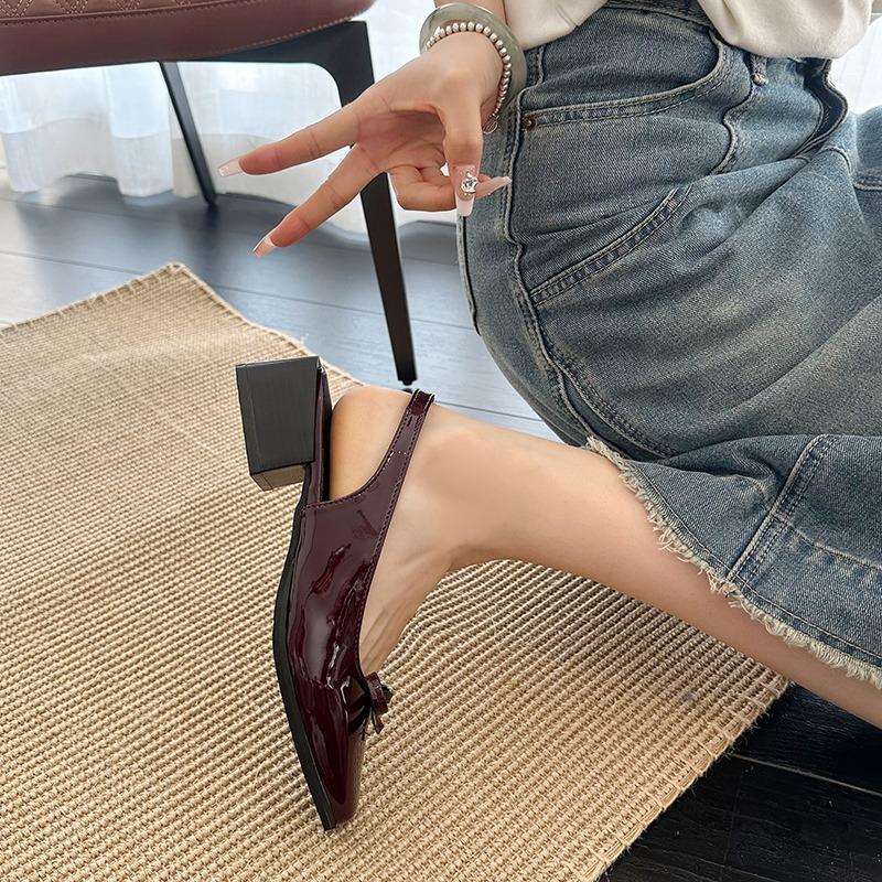 Fashion Sandals Women's 2025 New Style Toe Open-top Buckle High Heels with French Bow Comfortable Fashionable Shoes