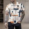 Men Plus Size Geometric Printed Round Neck Short Sleeve T Shirt
