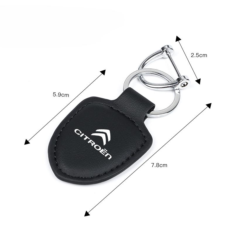 Leather Car Emblem Pendant Keychain Key Ring Accessories For Citroen C3 C5 C5X C4 e-C4 X e-C3 C-Elysee Berlingo C1 C-Crosser C6