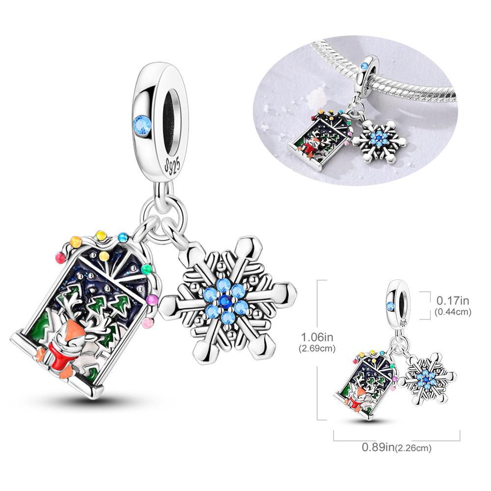 Copper Winter Snowman Penguin Snowflake Charms Beads Fit Original Bracelet For Women Jewelry Making