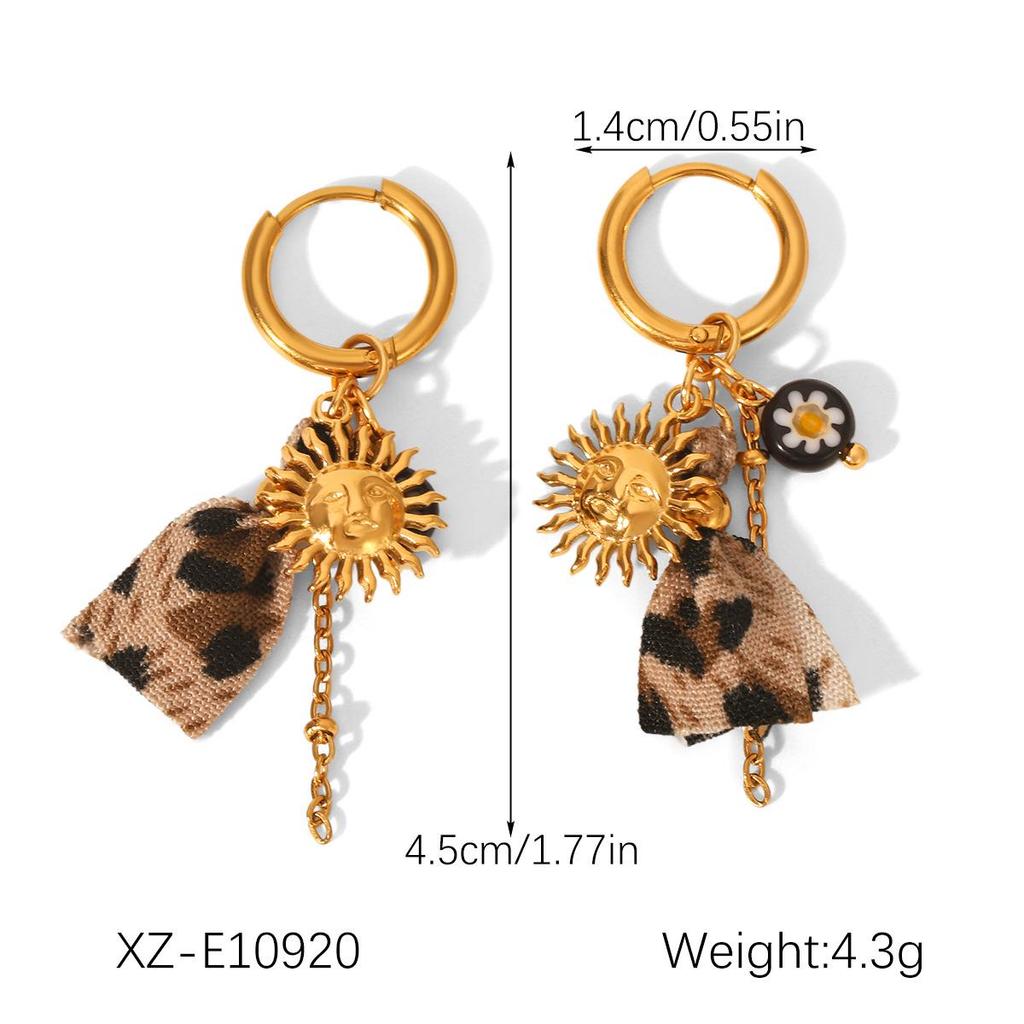 Women's Luxury Leopard Print Silk Scarf & Non-Fading Titanium Steel Bracelet