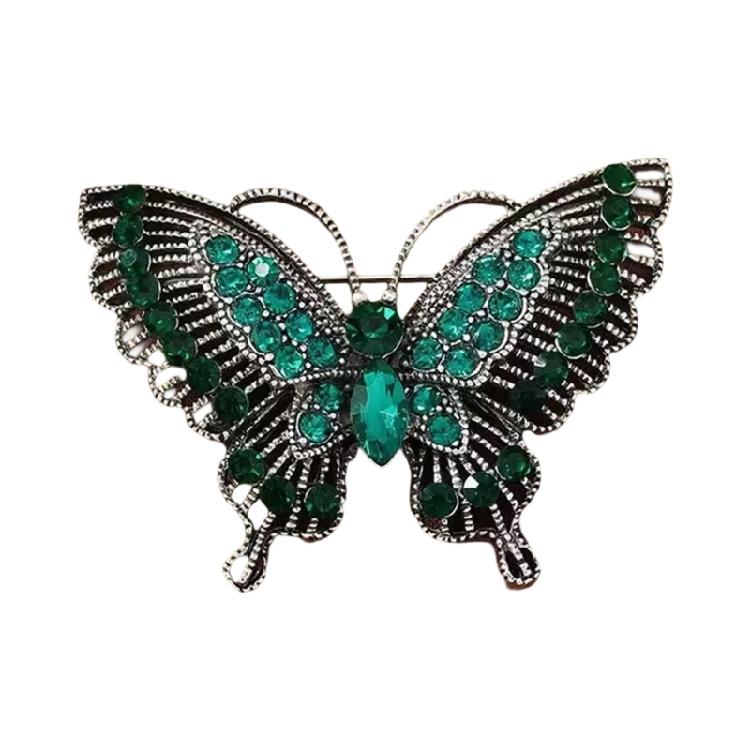 Retro Crystals Butterfly Brooch Sturdy Alloy Jewelry Gifts Accessory for Mothers Day Birthdays Party Dress Decoration