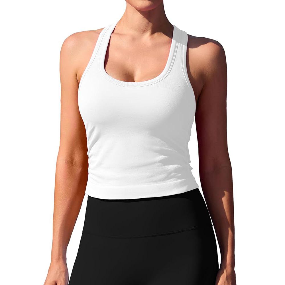 

Charmleaks укороченные топы для тренировок для женщин обтягивающие топы со сборками по бокам со встроенным бюстгальтером спортивный топ для йоги и спортзала S белый