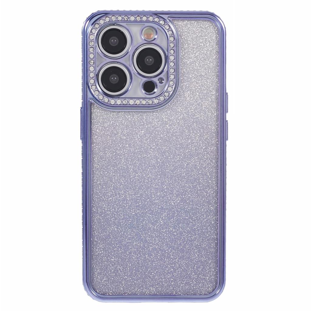 For iPhone 13 Pro Max 6.7 inch TPU Case Rhinestones Decorated Gradient Back Phone Cover