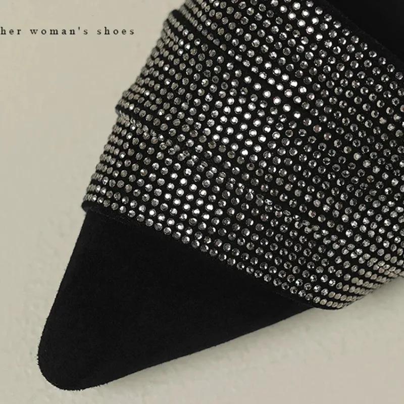 

Французские 2025 Весна и Осень Удобные Туфли-лодочки с Мелким Вырезом, Стразами, Темпераментные, с Острым Носком и Мягкой Подошвой 39 серебряный