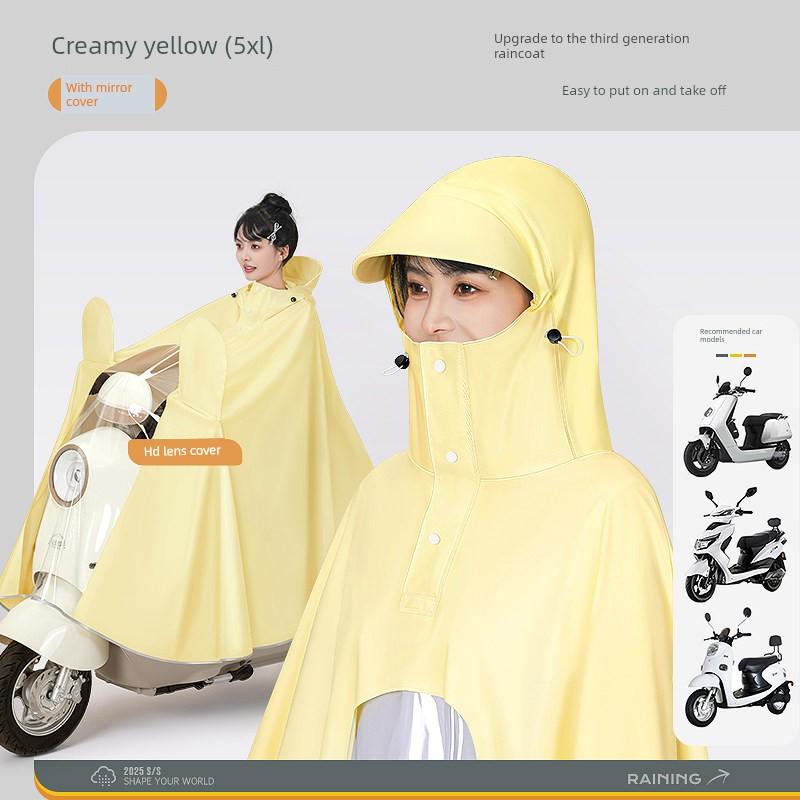 Electric Vehicle Raincoat, Single-Person Long Style, Full-Body Storm-Proof, Thickened and Enlarged Rain Poncho, Unisex, Specifically for Motorcycles