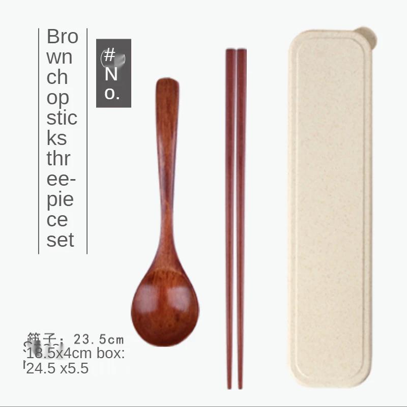 Natural Wooden Spoon & Fork Dinner Kit Rice Soups Utensil Cereal Handmade Home Tableware Dinnerware Cutlery For Kicthen