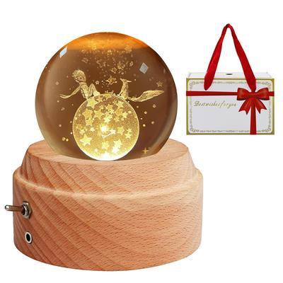 [Authentic] Music Box Gift [Gift Box Included] Popular Women's Gift Christmas/Birthday Present Crystal Ball LED Light Indirect Lighting Cute USB Recha