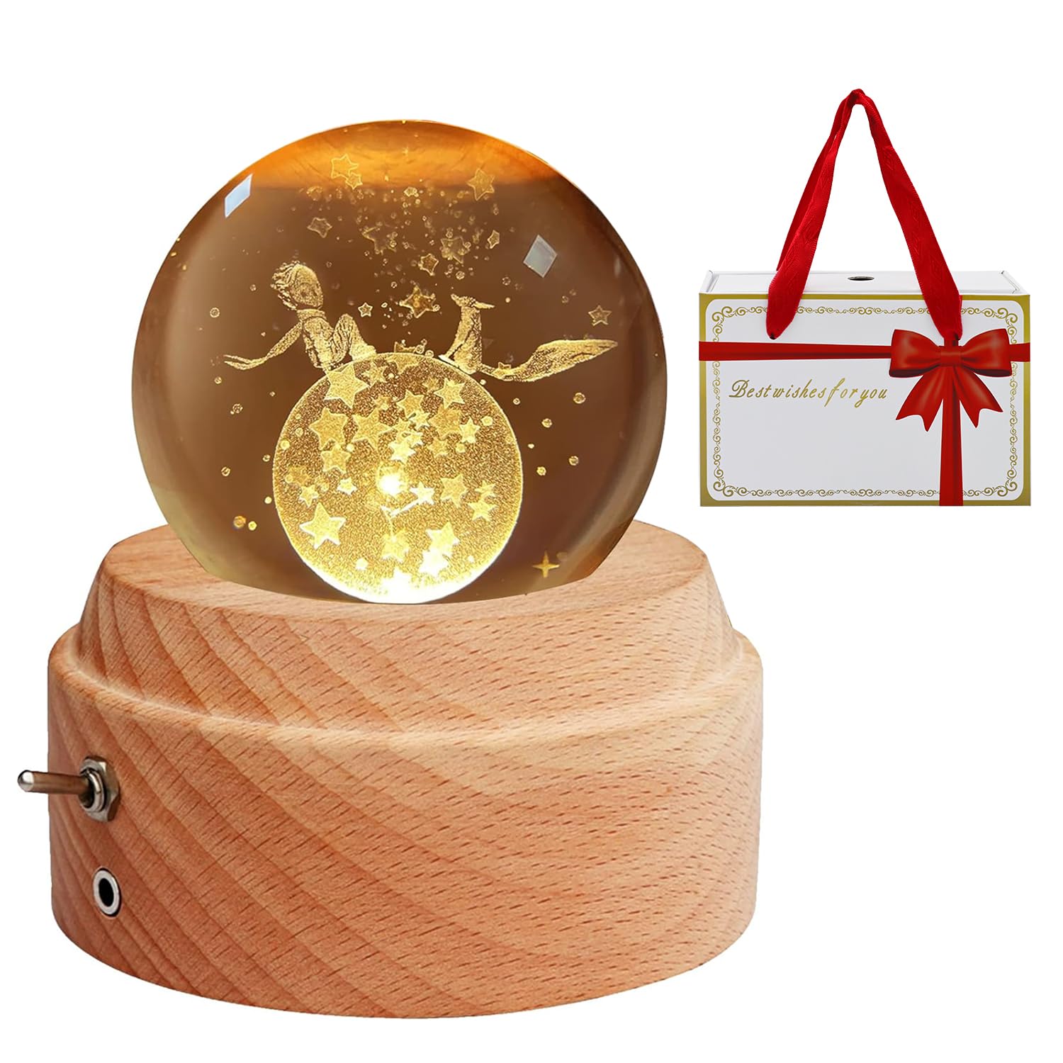 

Аутентичная музыкальная шкатулка с подарком Популярный подарок для и Особенности Кристалл Светодиодная Подсветка USB Проекция Деревянная Прикроватная Романтическая Успокаивающая Идеально для и Лиса