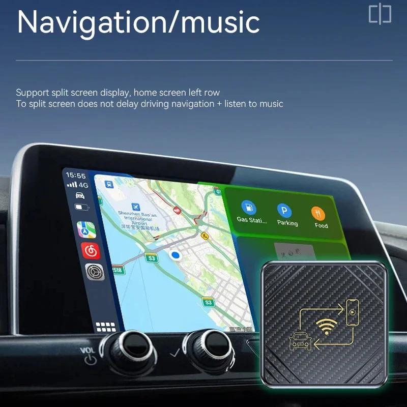 Q1 Car Mounted Box 2-in-1 Mini Carplay Adapter Wired To Wireless CarPlay & Wireless Android Auto Dongle Box for Apple IPhone