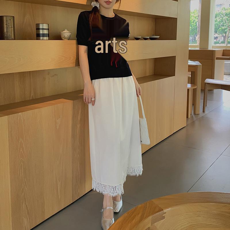 

Женская юбка миди Du Xiaozhai: Летнее кружево, Универсальный драп, Повседневная миди-длина с дизайном, закрывающим бедра One Size абрикосовый/кремовый