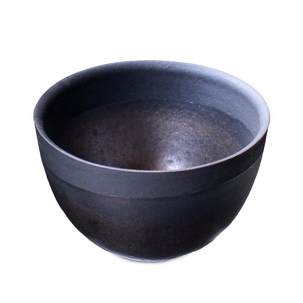 Umekichi Bonsai 4 Round Bonsai Matte Gold and Shigaraki Suitable for Tuberous Approximately Supplies, No. Pot, Black, Ware, Wildflowers, Houseplants,