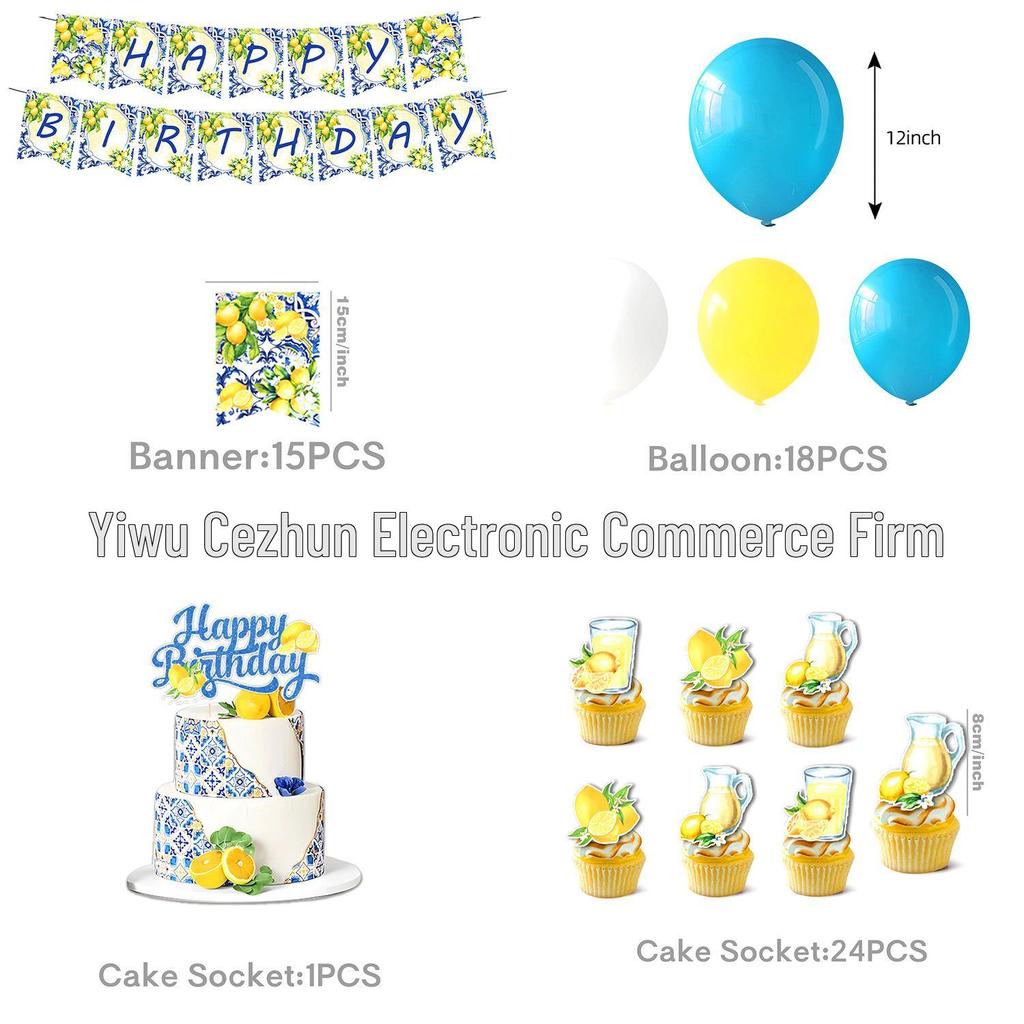 Summer Lemon Bridal Shower & Wedding Disposable Tableware Set: Tablecloth, Napkins, Plates, Decorations