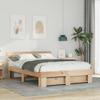 Brown Bed Frame with Headboard 160 x 200 cm Solid Pine Wood