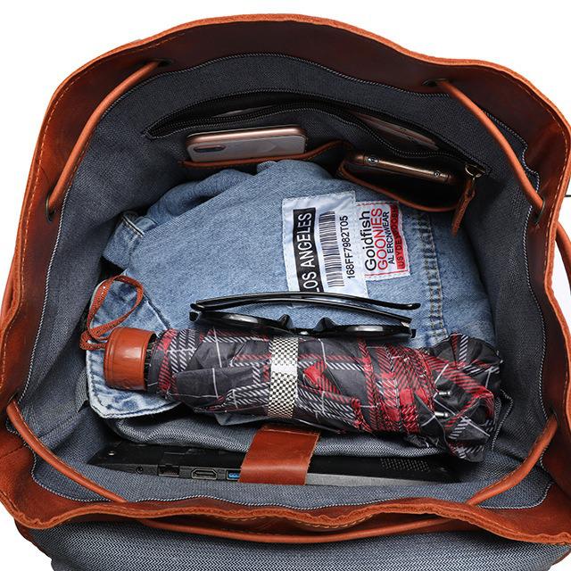 Men's Vintage Leather Backpack for Business and Travel