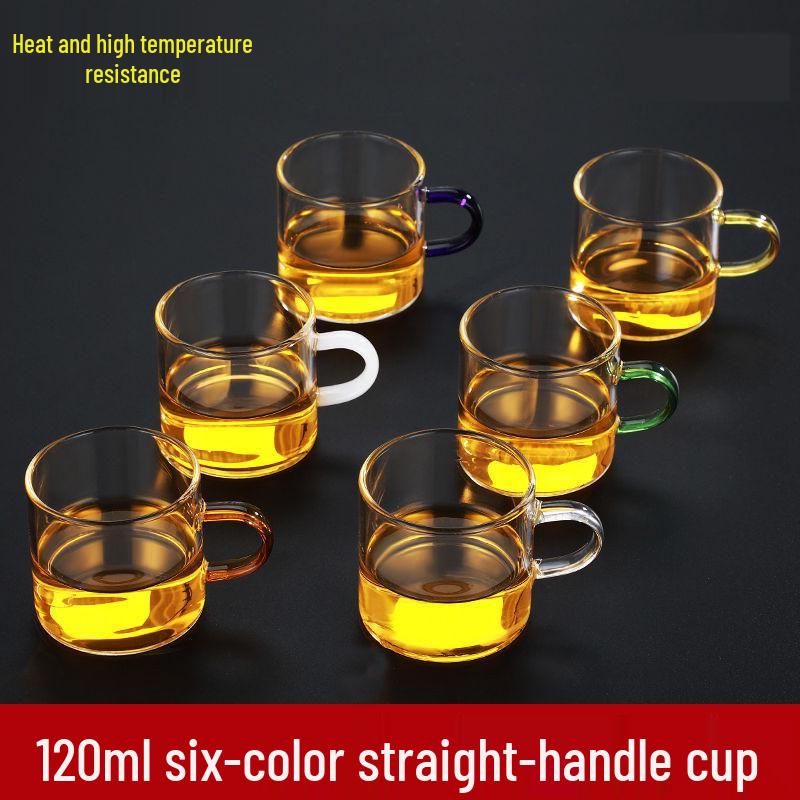Heat-Resistant Glass Tea Cup with Handle - Household Gongfu Style, Transparent and Thickened for Individual Use