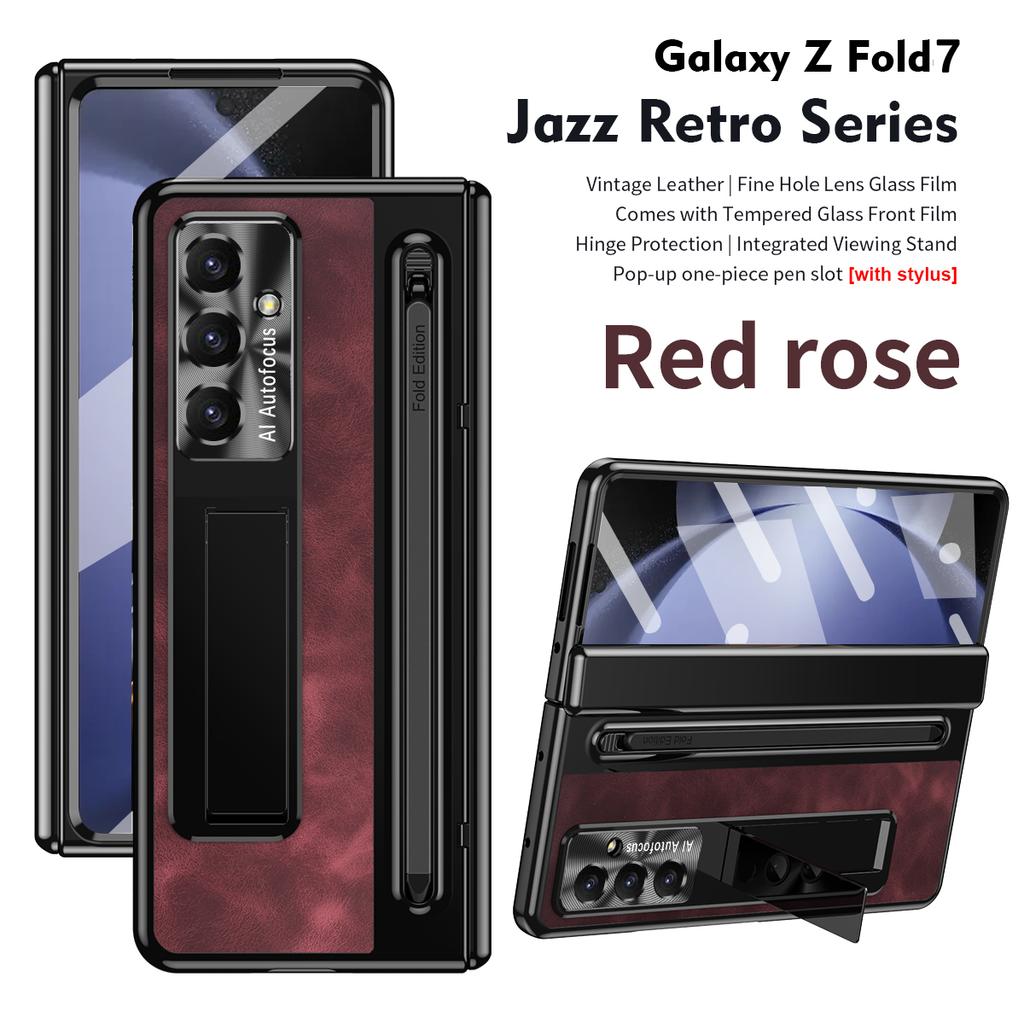 With S Pen Stand Case for Samsung Galaxy Z Fold 4 5 6 7 Hinge Case Screen Protective Film Pen Slot case for Galaxy Z Fold 7