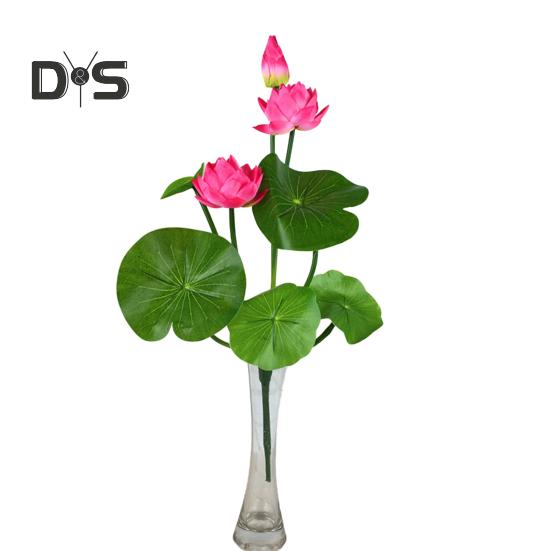 Искусственный лист лотоса, реалистичный искусственный шелковый цветок, свадебная вечеринка, домашний офис, центральный элемент стола, искусственные цветочные растения, украшение ветки розы красного