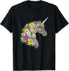 Floral Unicorn Silhouette for Girls Nature Outdoors Magical T-Shirt
