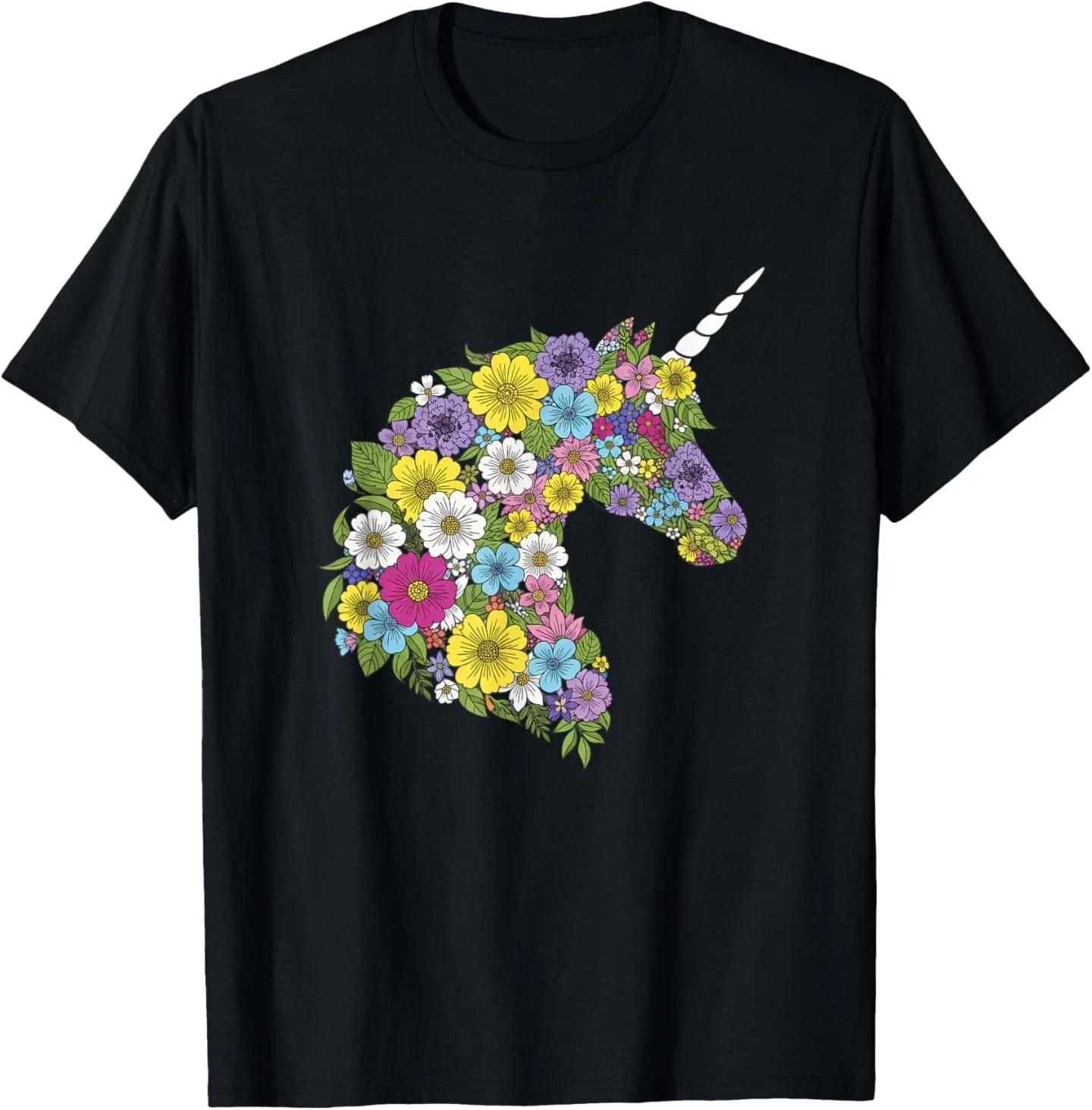 

Floral Unicorn Silhouette for Girls Nature Outdoors Magical T-Shirt S