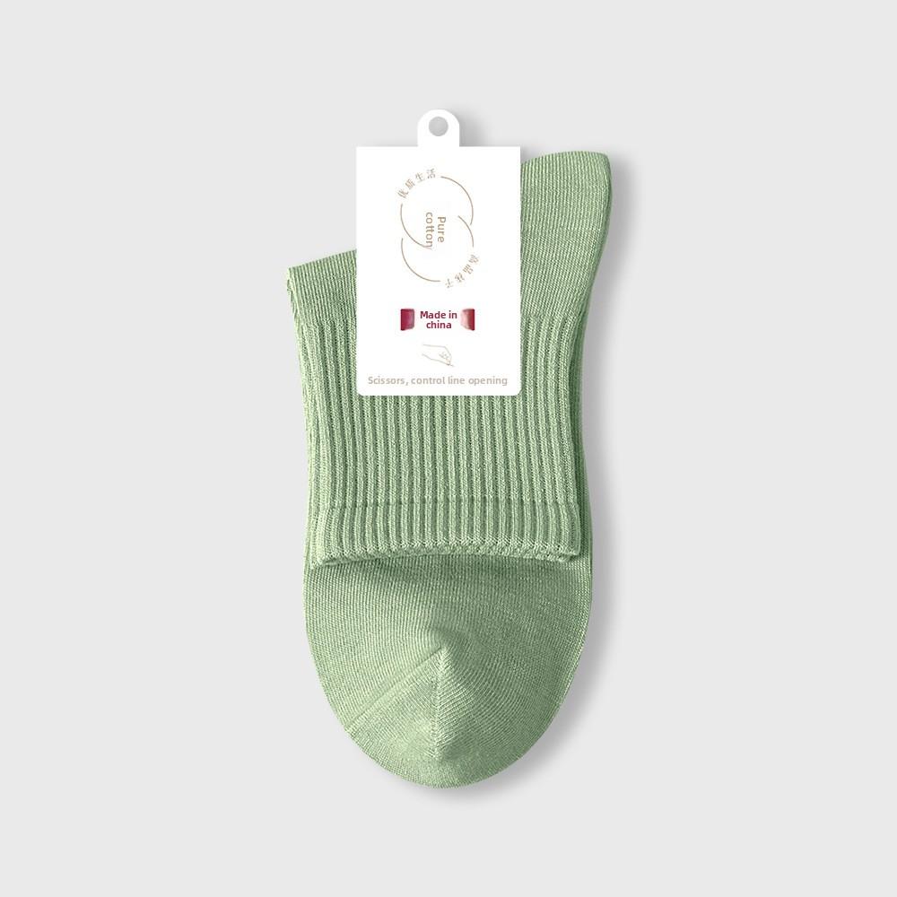 Female Spring and Autumn Pure Cotton Anti Bacterial Deodorant Sweat Absorbing Boneless Sports Tube Socks
