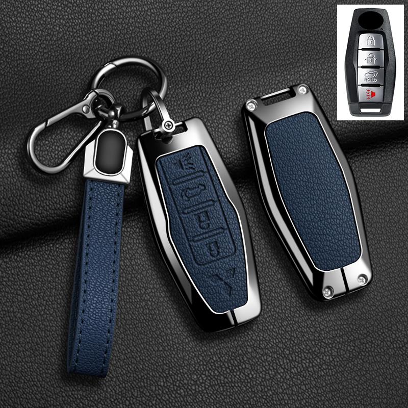 Car Control Remote Key Case Cover For Mitsubishi Outlander 2022 - 2024 2 3 4 Buttons Zinc Alloy Leather Keychain Accessories