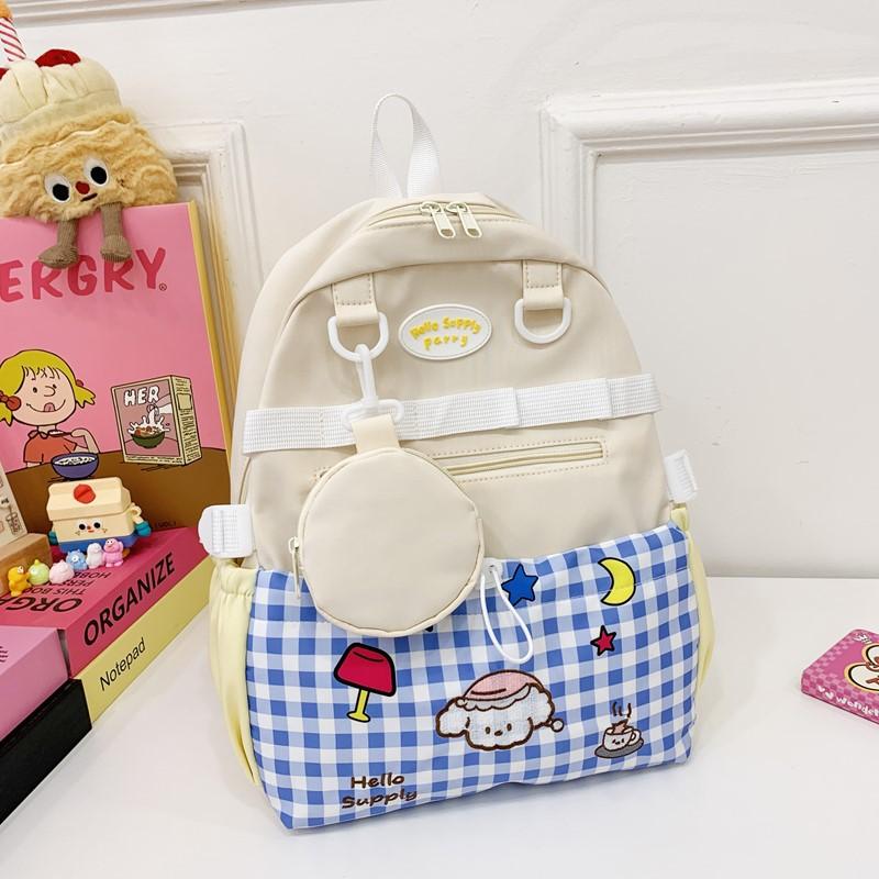 School bag new love primary school students 1-3 grades backpack plaid large-capacity batch