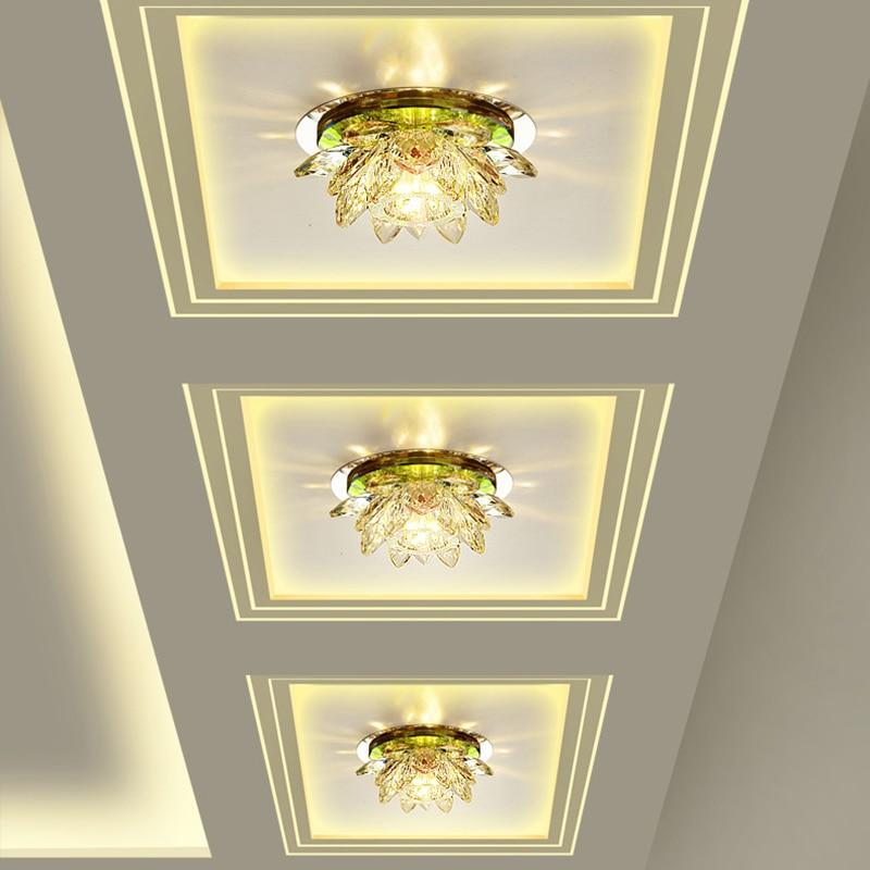 Kristal LED Tavan Işık 3 W Modern LED Kristal Lamba Mutfak Koridor Işık Avizeler Lamba Salonu Aydınlatma Lotus Işıkları