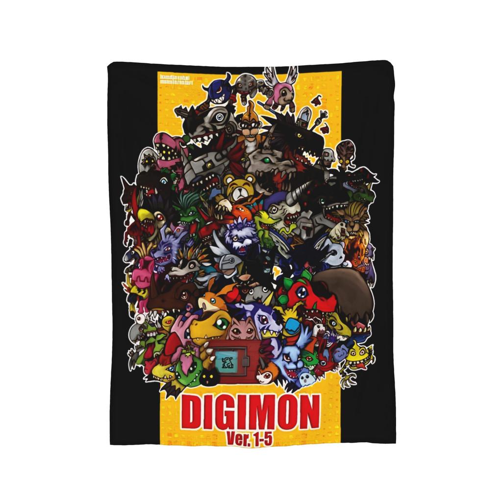 Digimon Virtual Pet Blanket Flannel Decoration Multifunction Super Soft Throw Blankets for Bed Outdoor Rug Piece