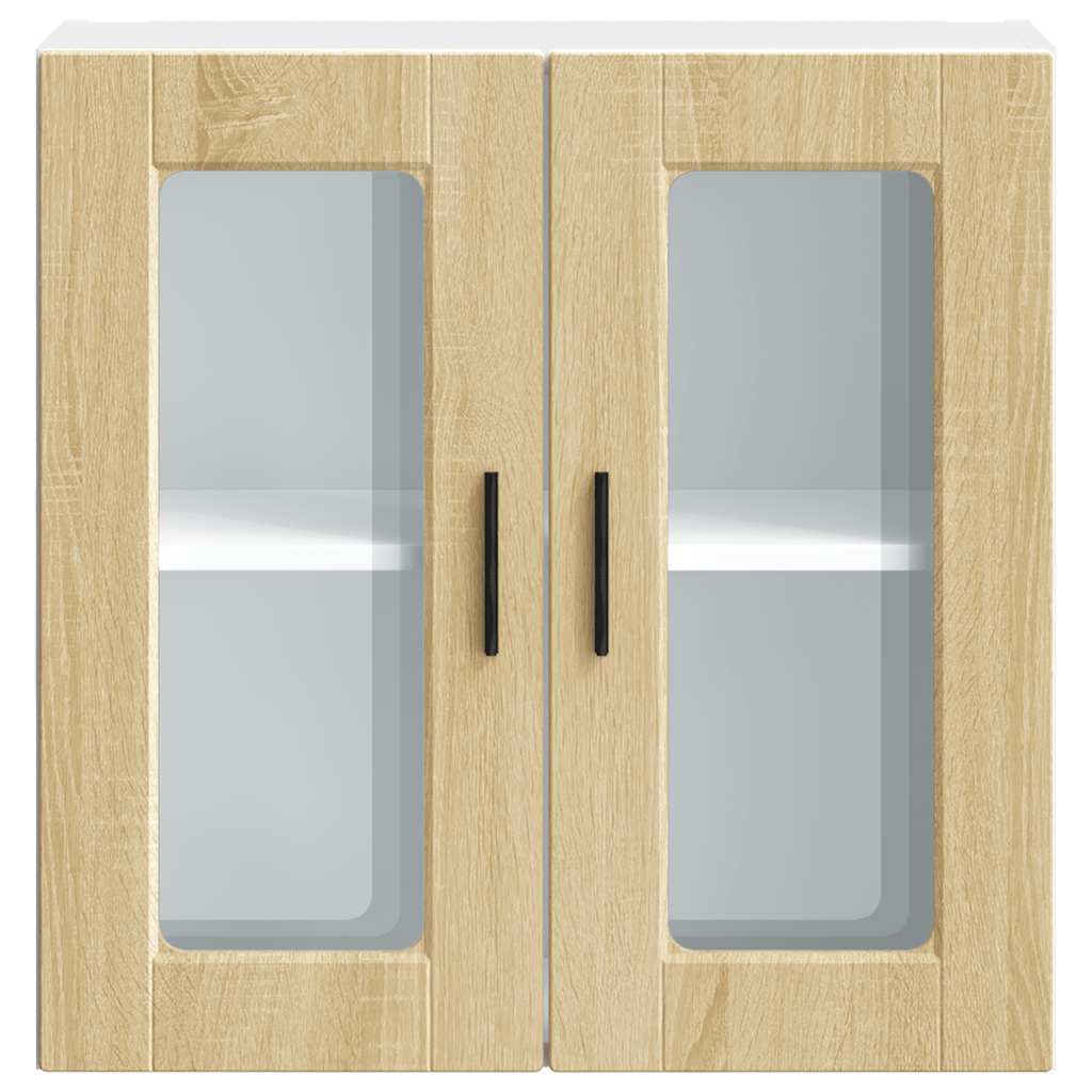 Vidaxl Kitchen Wall Cabinet with Glass Doors Porto Sonoma Oak