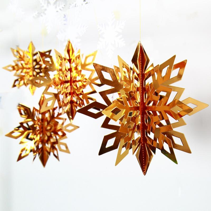 6pcs Card Paper 3D Hollow Snowflake Hanging Ornaments Decoration for Christmas Party