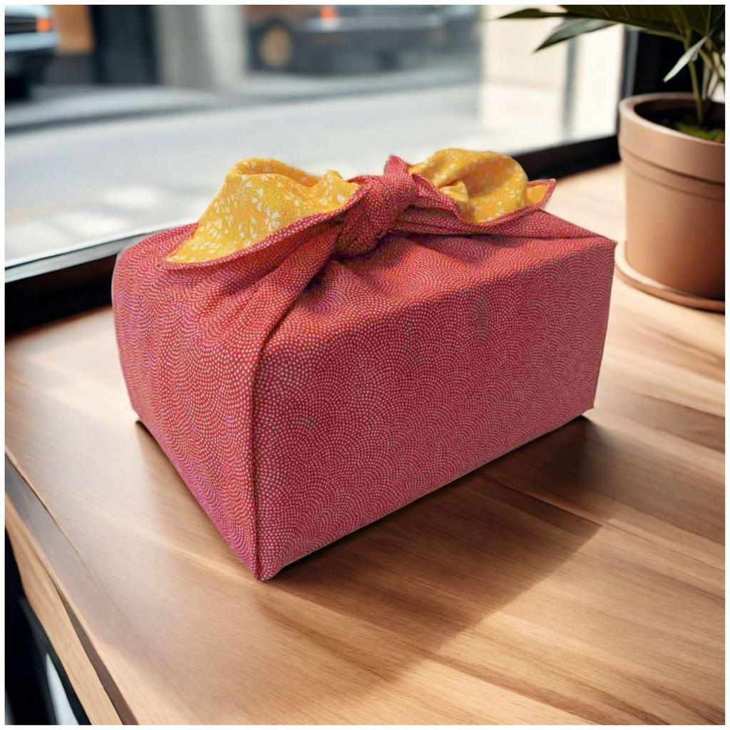 SAWABIYA Wendbares Furoshiki-Tuch mit Haifischdruck und Kirschblüten-Chirimen 70cm Perfekt zum Einwickeln von Mittagessen, Geschenken, Flaschen, Kimono-Übung und