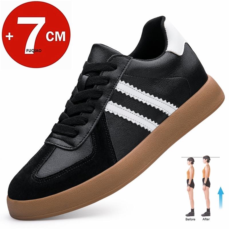 Luxury Brand Cow Leather Lift Sneakers Men Elevator Shoes Height Increasing Shoes for Man Insoles 7CM Hidden Heels Casual Sports