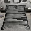 Homewish Vintage Geometric Stripe Duvet Cover Set Grunge Theme Bedding Set Retro Lodge Cabin Comforter Cover Set