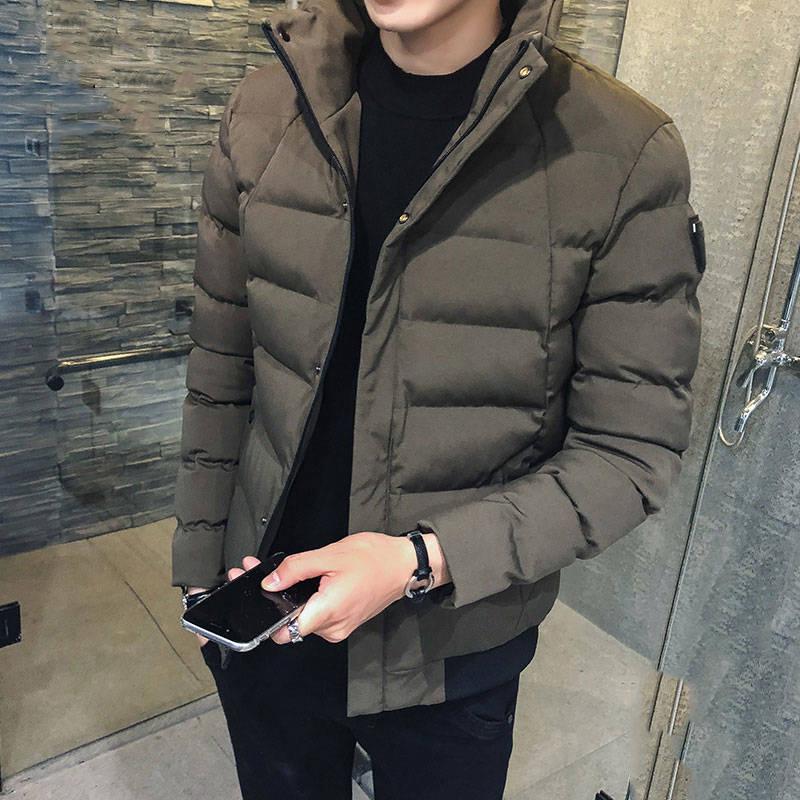 Men's Winter Jackets Korean Version of Slim-fitting Thick Warm Camouflage Hooded Short Slim-fit Stand-collar Down Coat
