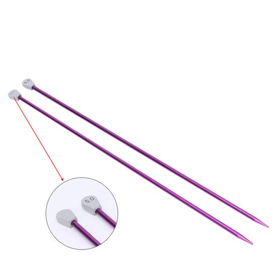 2 Pcs Aluminum Single Point Knitting Needles Pins Straight DIY Weaving Tool