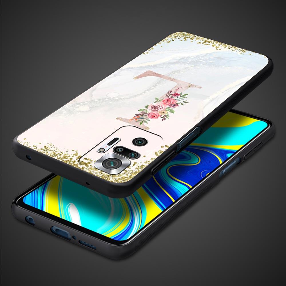 Flowers Letter Phone Case For Xiaomi Redmi Note 14 13 5G 10 11 12 Pro Plus 4G 14C 13C 12C 10C Black Cover