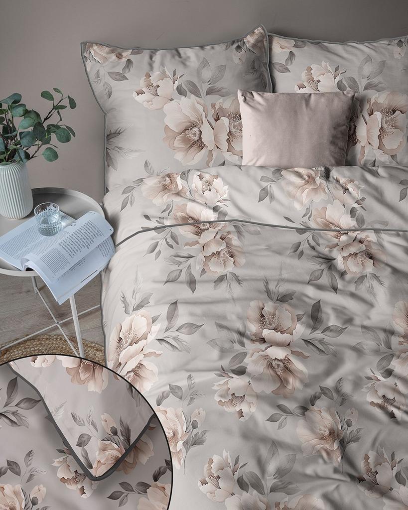 Cotton Percale Bedding 160X200Cm With Piping + Luxury Pouch