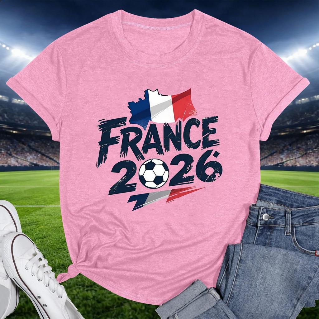 France 2026 Soccer Fan T-Shirt Crew Neck Short Sleeve Pullover Unisex Casual Tee Football Graphic Top for Supporters
