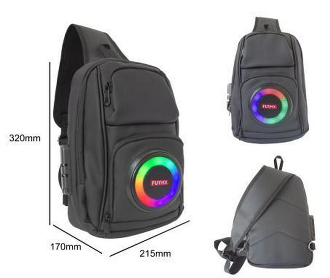 Multifunctional Backpack with Bluetooth Speaker, Power Bank, LED Lights, and Long Battery Life for Outdoor Adventures and Mountaineering.