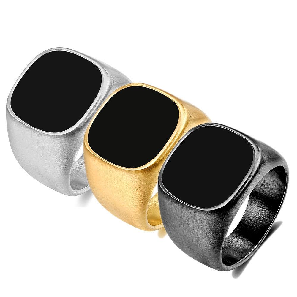 Vintage Matte Drip Oil 18K Gold Titanium Steel 16MM Ring Simple Minimalist European American Style