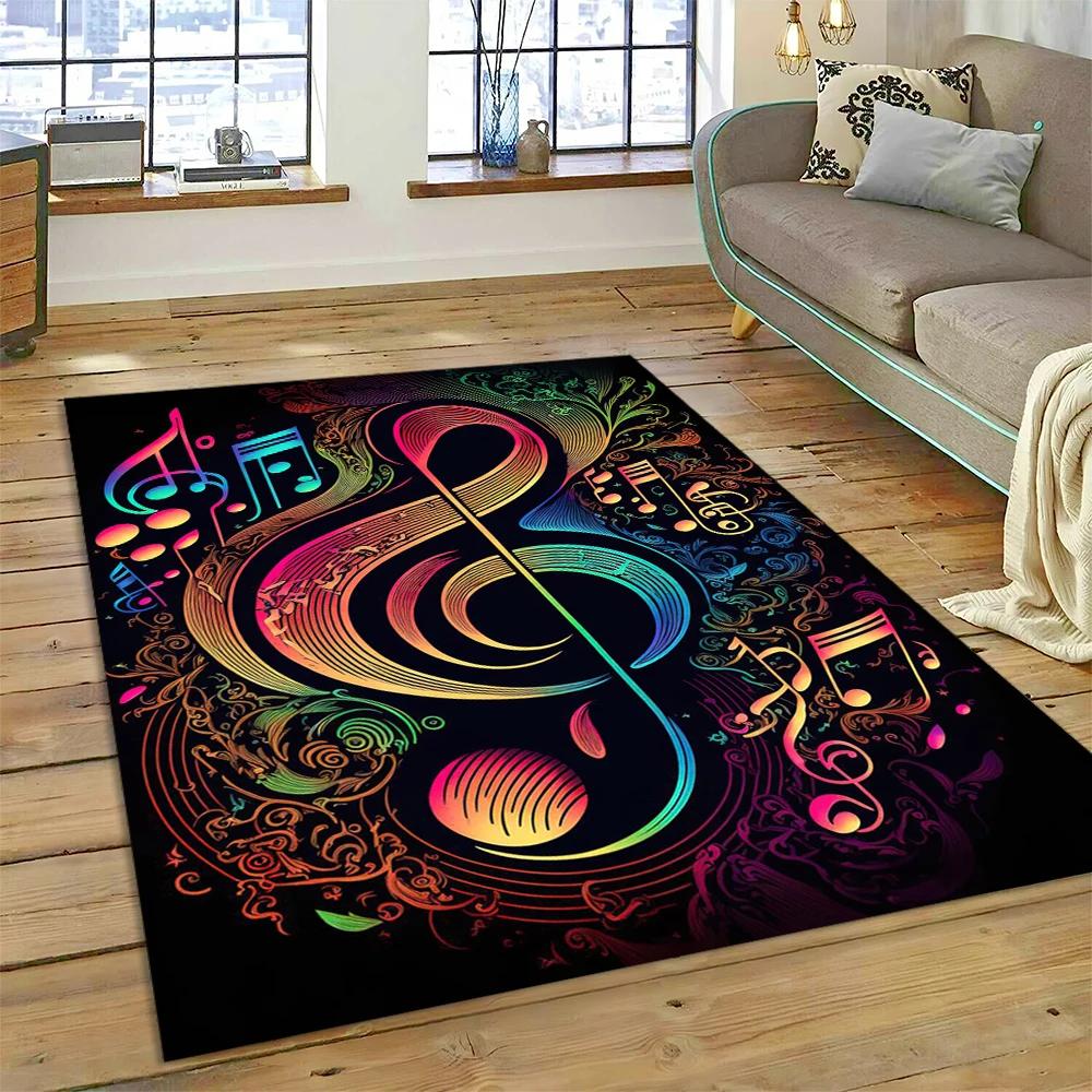 Nota musical colorida, partitura musical, desenho animado, tapete para casa, sala de estar, quarto, sofá, capacho, decoração, área infantil, tapete antiderrapante