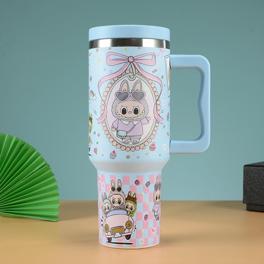 

Три поколения мультяшный узор 40 унций автомобильная кружка 304 нержавеющая сталь термос кружка автомобильная соломинка лед 40oz