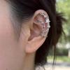 Star Moon Zirconia Ear Cuff for Women - No Piercing, Small Fresh Five-Pointed Star Design.