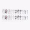 Medium Coffin Press On Nails with Rhinestones Designs Reusable Full Cover Glue On Fake Nails Press Ons Artificial False Nails Stick On Nails for Women