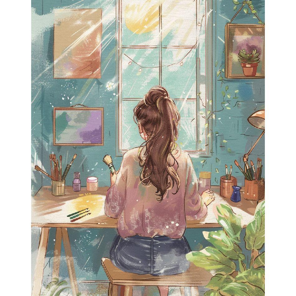 RUOPOTY Maling etter tall Kvinne for voksne DIY Bilde etter tall Figur Maling på lerret Hjemmedekorasjon