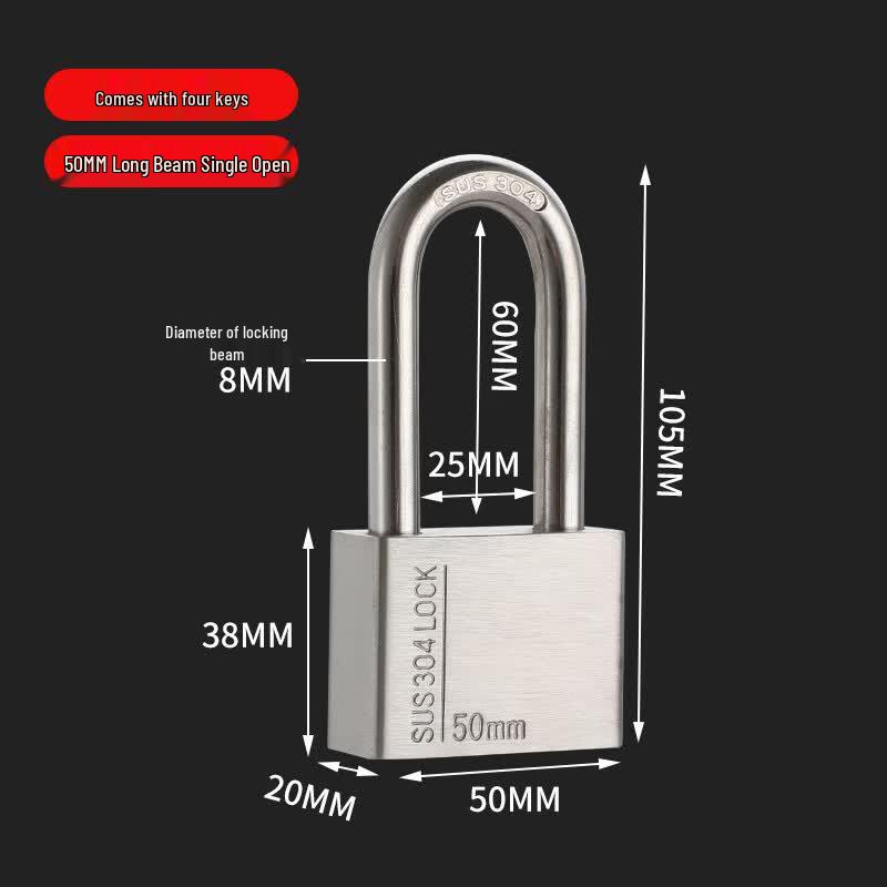 304 Stainless Steel Waterproof Padlock