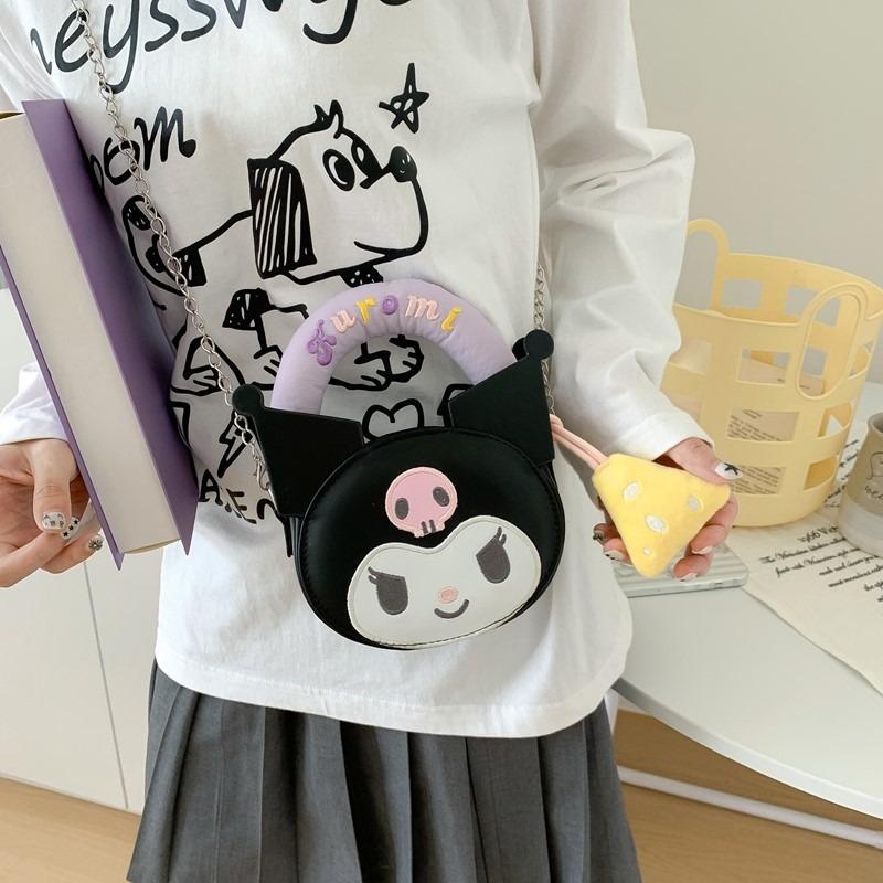 New Cute Girl Mini Shoulder Bag, Sweet Cool Girl Heart Purple Monster Chain Messenger Bag