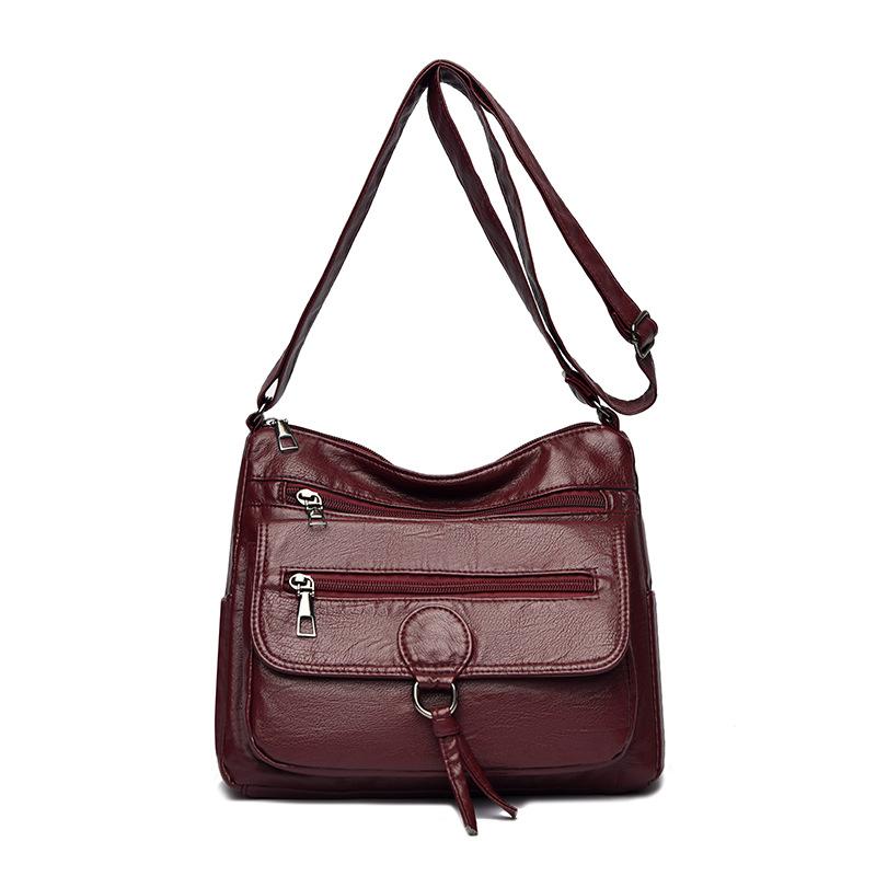Soft Leather Single-shoulder Crossbody Bag for Middle-aged and Elderly Mothers